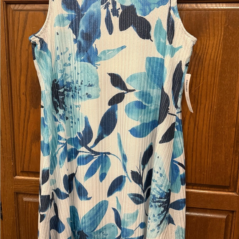 Chico’s Kimmi Knee Dress 2 NWT L Large Tropical Floral Sleeveless Cha Cha